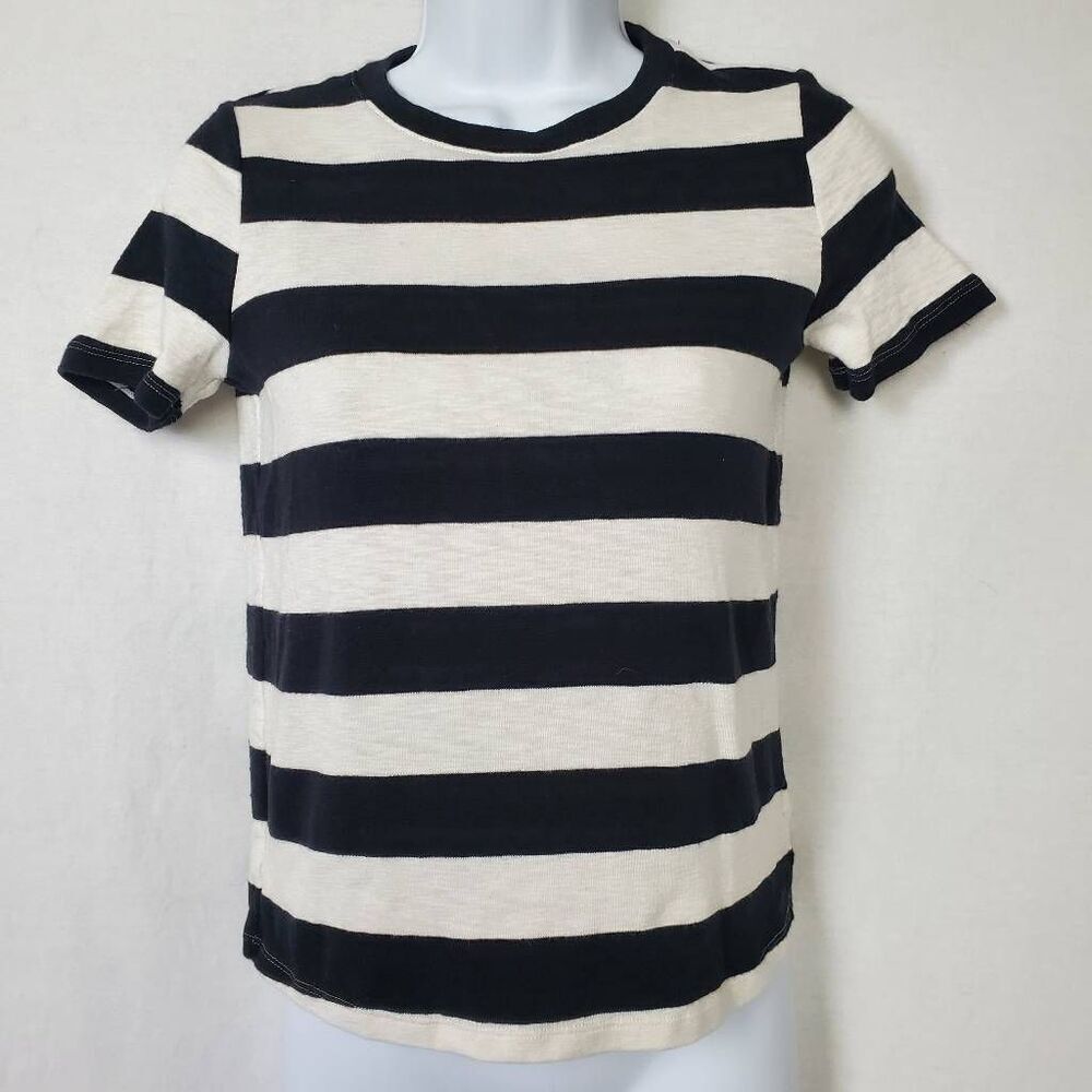 Marled Essentials Black White Striped Tee XS